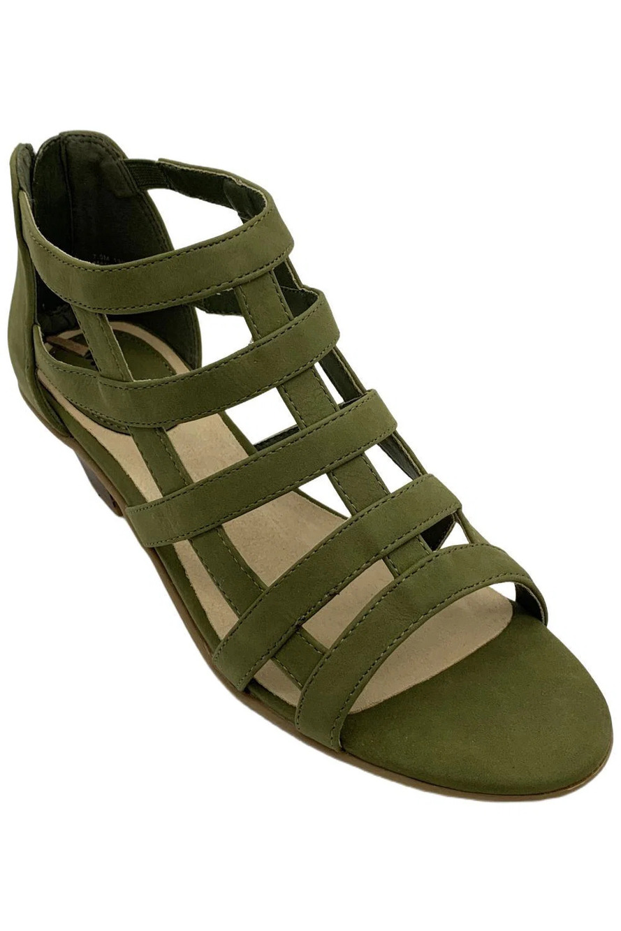Masseys Women's Hudson Zip Heeled Gladiator Sandals Olive - Medium